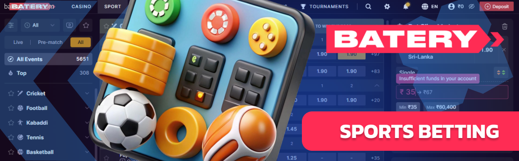 Sports fans will definitely find something to suit their tastes at Batery Bet