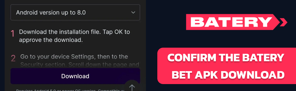 Confirm the Batery Bet APK download
