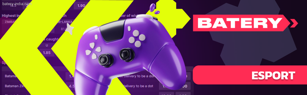 Esports betting is available around the clock, and matches are broadcast live by Batery Bet IN