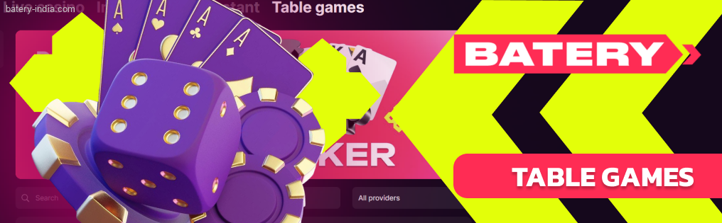 Strategic table games are available for play in Batery Bet casino