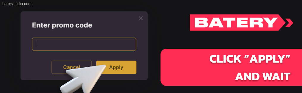 Click “Apply” and wait Batery Bet